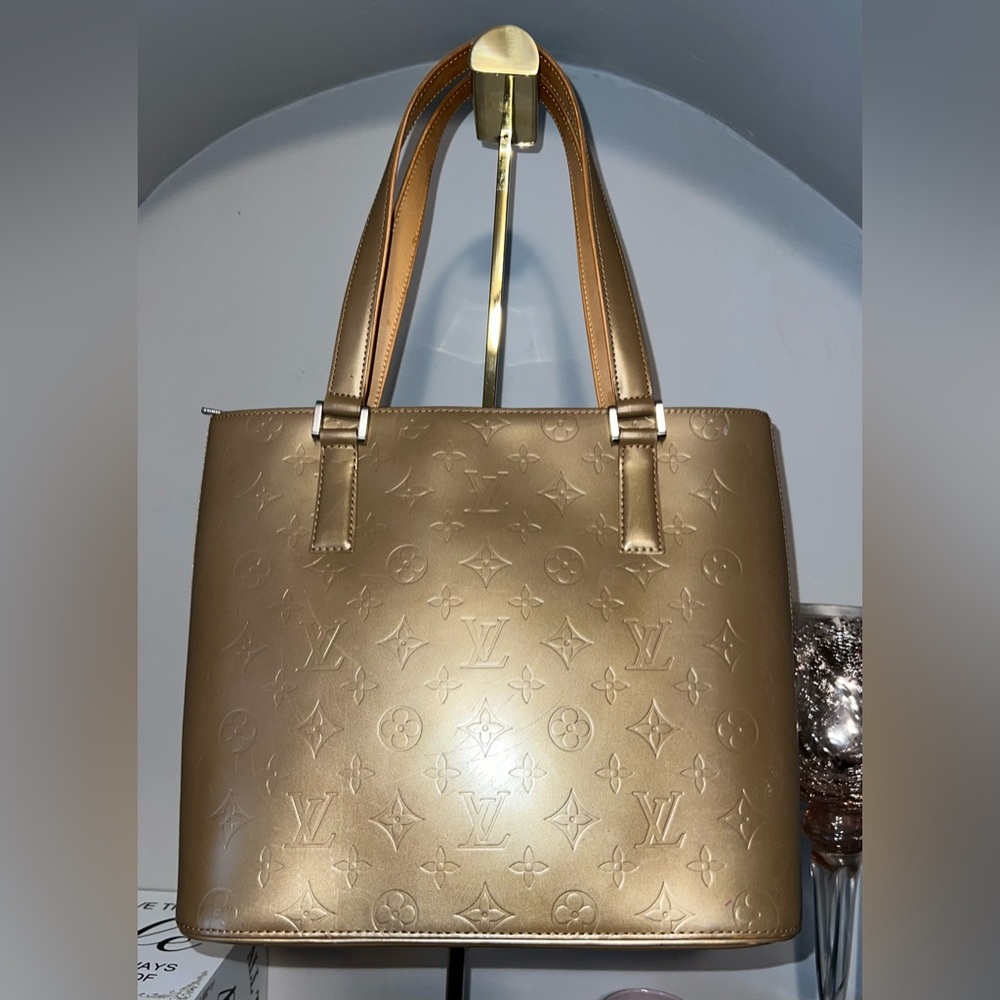 VGUC Louis Vuitton Mat Stockton Tote Bag Monogram Gold!